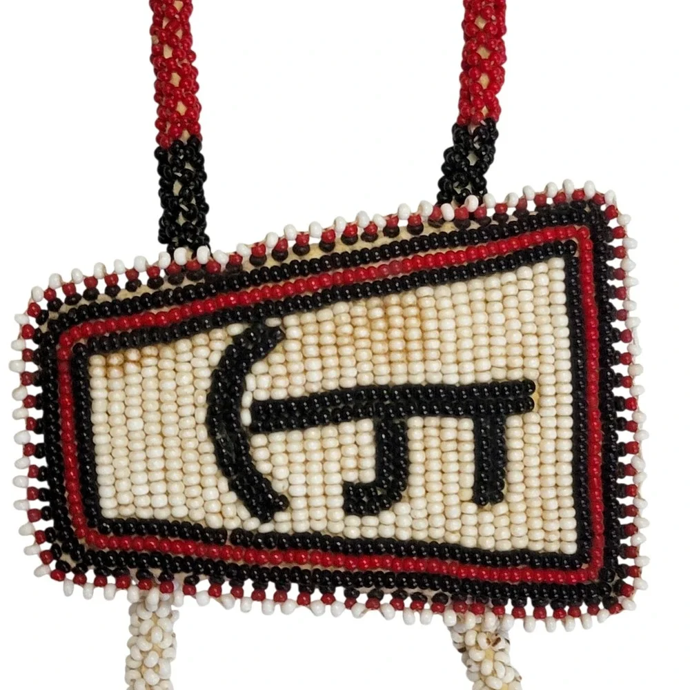 VTG‎ 50s Native American Plains Style Beaded Bolo Tie Lazy JT Cattle Brand Rodeo
